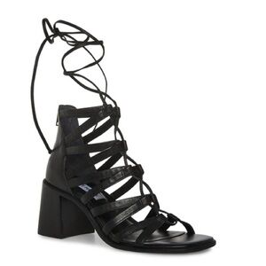 NEW! Steve Madden Black Leather Cherri Strappy Sandal - Size 6